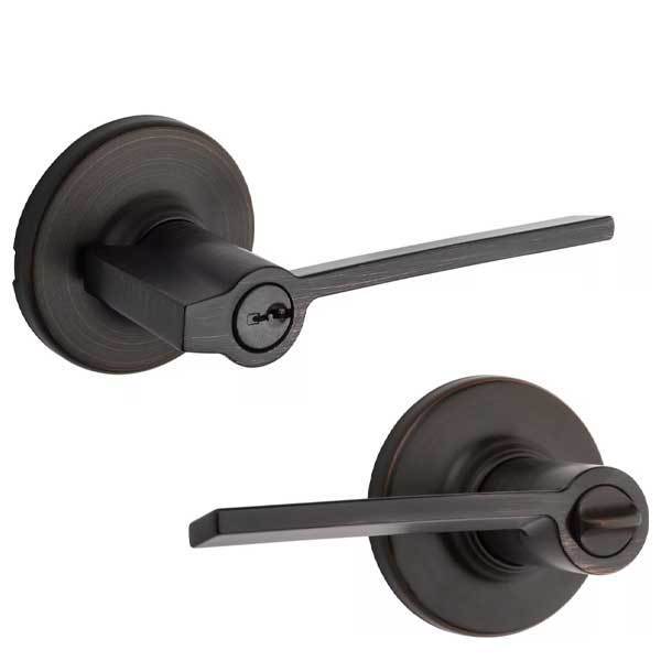 Kwikset Kwikset: Ladera Entry Single Cylinder Door Lever Set  / Rond Rose / Venetian Bronze KWS-405LRL-RDT-11P-CP-K6-V1